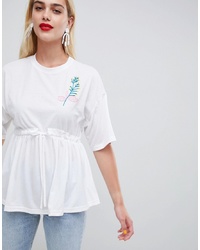Женская белая футболка с круглым вырезом с вышивкой от ASOS MADE IN