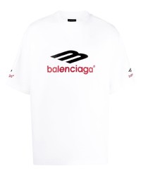Мужская белая футболка с круглым вырезом с вышивкой от Balenciaga