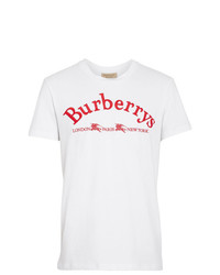 Мужская белая футболка с круглым вырезом с вышивкой от Burberry