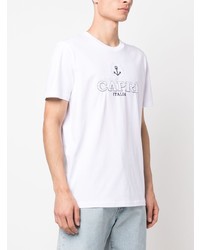 Мужская белая футболка с круглым вырезом с вышивкой от Harmony Paris