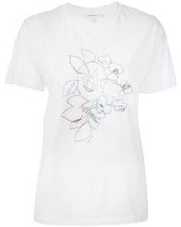 Женская белая футболка с круглым вырезом с вышивкой от Carven