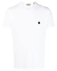 Мужская белая футболка с круглым вырезом с вышивкой от Corneliani
