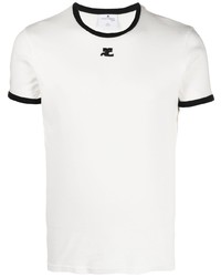 Мужская белая футболка с круглым вырезом с вышивкой от Courrèges