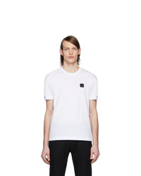 Мужская белая футболка с круглым вырезом с вышивкой от Dolce and Gabbana
