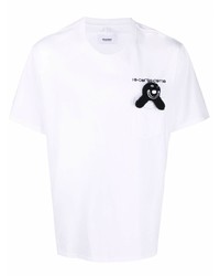 Мужская белая футболка с круглым вырезом с вышивкой от Doublet