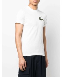 Мужская белая футболка с круглым вырезом с вышивкой от Lacoste