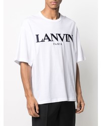 Мужская белая футболка с круглым вырезом с вышивкой от Lanvin