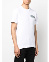 Мужская белая футболка с круглым вырезом с вышивкой от Lacoste