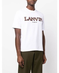 Мужская белая футболка с круглым вырезом с вышивкой от Lanvin