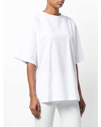 Женская белая футболка с круглым вырезом с вышивкой от MSGM
