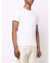 Мужская белая футболка с круглым вырезом с вышивкой от Corneliani