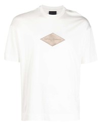 Мужская белая футболка с круглым вырезом с вышивкой от Emporio Armani
