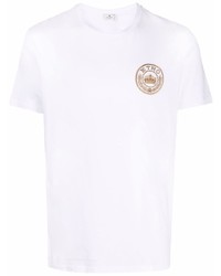 Мужская белая футболка с круглым вырезом с вышивкой от Etro