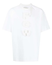 Мужская белая футболка с круглым вырезом с вышивкой от Feng Chen Wang