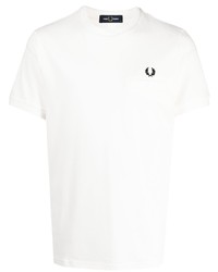 Мужская белая футболка с круглым вырезом с вышивкой от Fred Perry