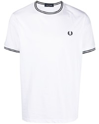 Мужская белая футболка с круглым вырезом с вышивкой от Fred Perry