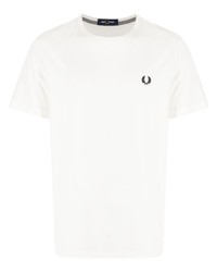 Мужская белая футболка с круглым вырезом с вышивкой от Fred Perry