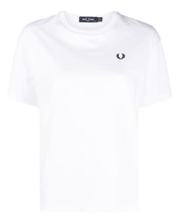 Мужская белая футболка с круглым вырезом с вышивкой от Fred Perry