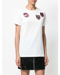 Женская белая футболка с круглым вырезом с вышивкой от Mr & Mrs Italy