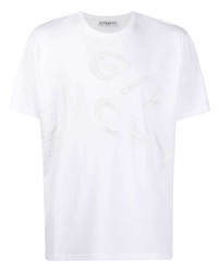 Мужская белая футболка с круглым вырезом с вышивкой от Givenchy