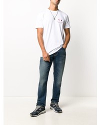 Мужская белая футболка с круглым вырезом с вышивкой от Diesel