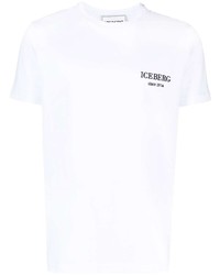 Мужская белая футболка с круглым вырезом с вышивкой от Iceberg