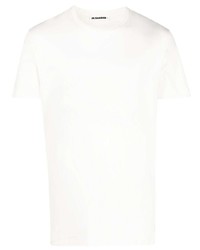 Мужская белая футболка с круглым вырезом с вышивкой от Jil Sander