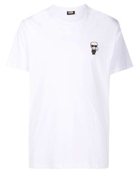 Мужская белая футболка с круглым вырезом с вышивкой от Karl Lagerfeld