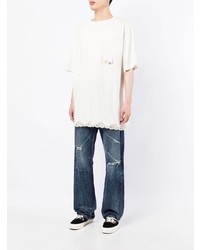 Мужская белая футболка с круглым вырезом с вышивкой от COOL T.M