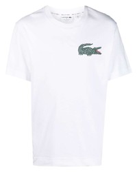 Мужская белая футболка с круглым вырезом с вышивкой от Lacoste