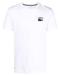 Мужская белая футболка с круглым вырезом с вышивкой от Lacoste