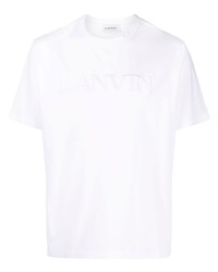Мужская белая футболка с круглым вырезом с вышивкой от Lanvin