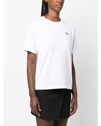 Мужская белая футболка с круглым вырезом с вышивкой от Fred Perry