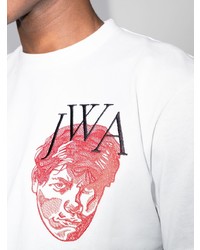 Мужская белая футболка с круглым вырезом с вышивкой от JW Anderson
