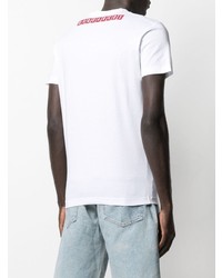 Мужская белая футболка с круглым вырезом с вышивкой от DSQUARED2