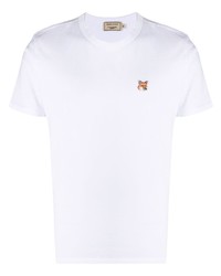 Мужская белая футболка с круглым вырезом с вышивкой от MAISON KITSUNÉ