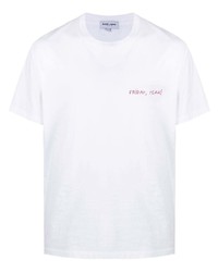 Мужская белая футболка с круглым вырезом с вышивкой от Maison Labiche