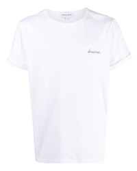 Мужская белая футболка с круглым вырезом с вышивкой от Maison Labiche