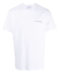 Мужская белая футболка с круглым вырезом с вышивкой от Maison Labiche