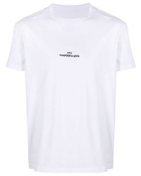 Мужская белая футболка с круглым вырезом с вышивкой от Maison Margiela