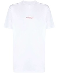 Мужская белая футболка с круглым вырезом с вышивкой от Maison Margiela