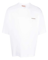 Мужская белая футболка с круглым вырезом с вышивкой от Marni