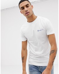 Мужская белая футболка с круглым вырезом с вышивкой от Mennace