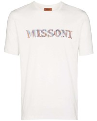 Мужская белая футболка с круглым вырезом с вышивкой от Missoni