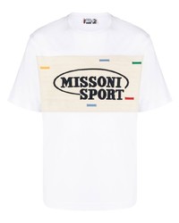 Мужская белая футболка с круглым вырезом с вышивкой от Missoni