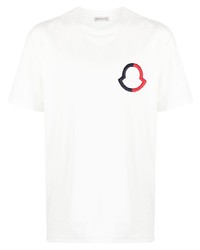 Мужская белая футболка с круглым вырезом с вышивкой от Moncler