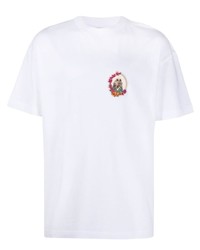 Мужская белая футболка с круглым вырезом с вышивкой от Palm Angels