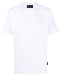 Мужская белая футболка с круглым вырезом с вышивкой от Philipp Plein