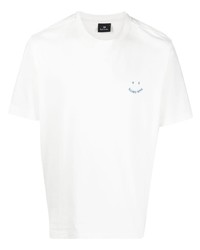 Мужская белая футболка с круглым вырезом с вышивкой от PS Paul Smith