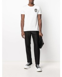 Мужская белая футболка с круглым вырезом с вышивкой от Alexander McQueen